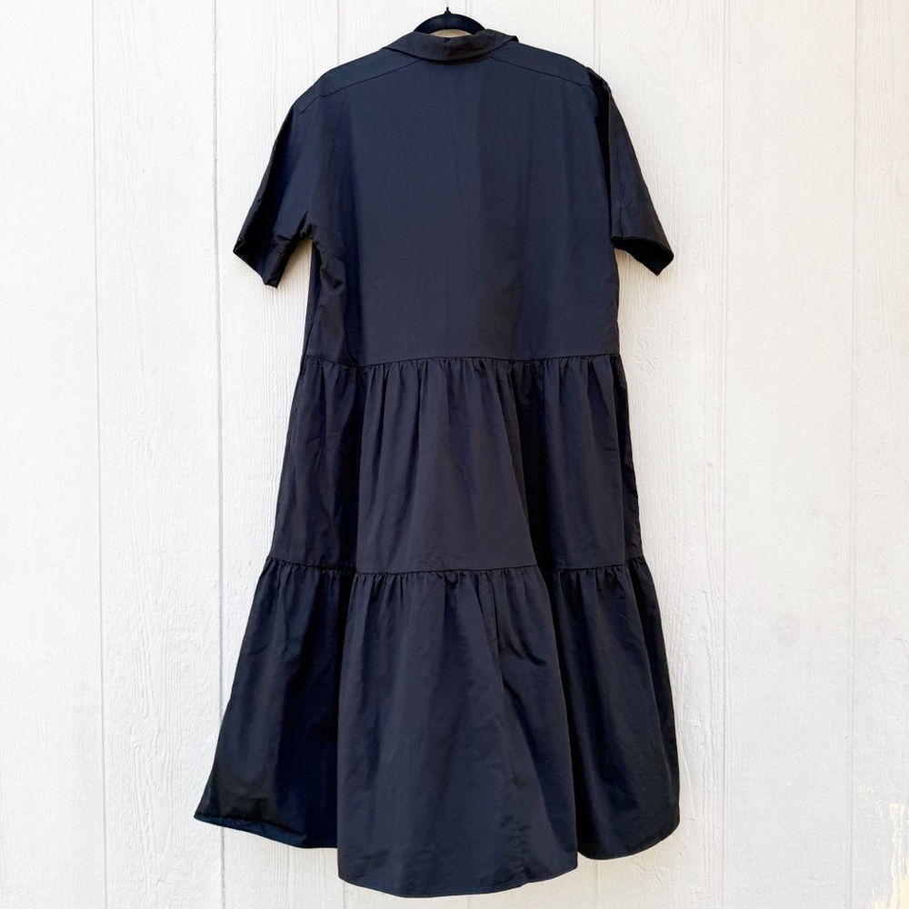 CO Short Sleeve Tiered Dress in Cotton Poplin Minimalist Size Small - Picture 8 of 8